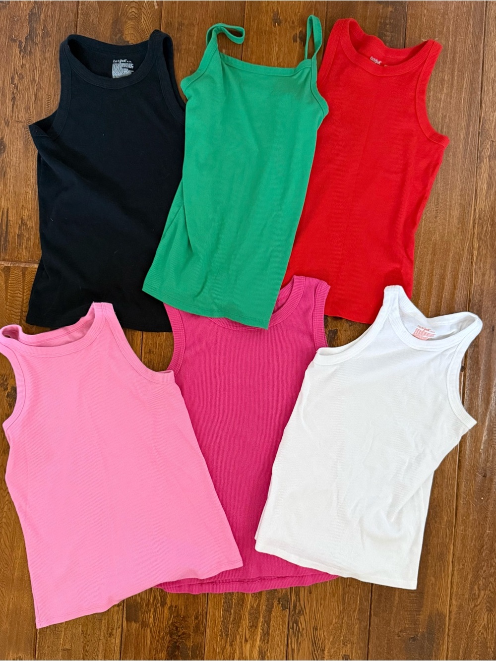 Girls Sleeveless Tank Top Bundle - Black, Green, Red, Pink, Hot Pink, White
